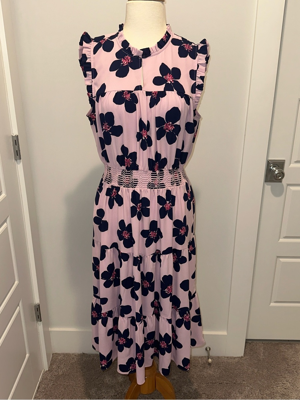 Kate Spade New York Floral Sleeveless Tiered Smocked Midi Dress